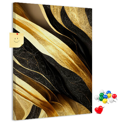 Pin board Gold and black waves fabric texture