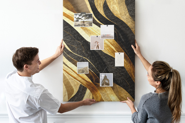 Pin board Gold and black waves fabric texture