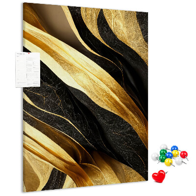 Pin board Gold and black waves fabric texture