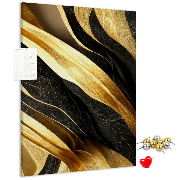 Pin board Gold and black waves fabric texture