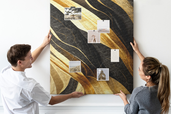 Pin board Gold and black waves fabric texture