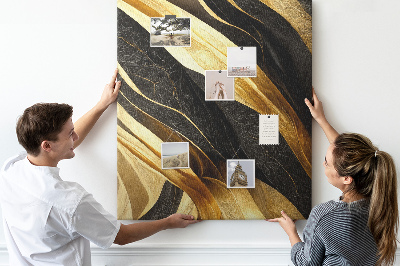 Pin board Gold and black waves fabric texture
