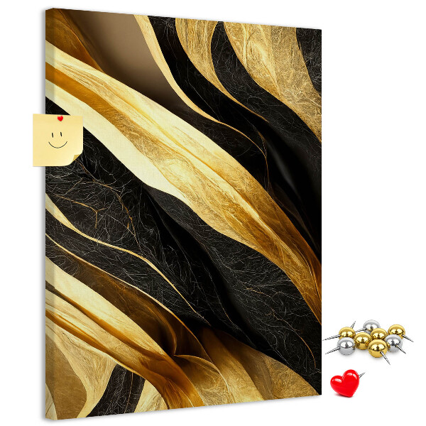 Pin board Gold and black waves fabric texture