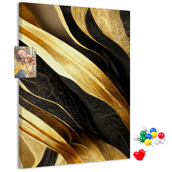 Pin board Gold and black waves fabric texture