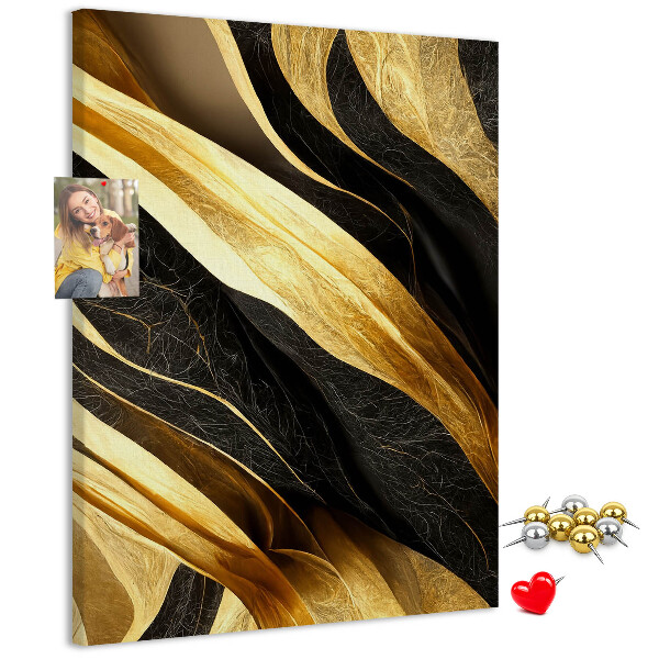 Pin board Gold and black waves fabric texture