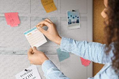 Memo cork board Planning monthly goals in the calendar