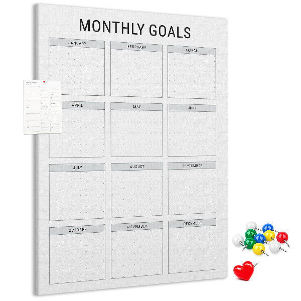 Memo cork board Planning monthly goals in the calendar