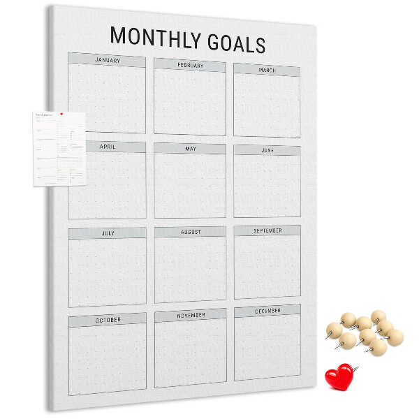 Memo cork board Planning monthly goals in the calendar