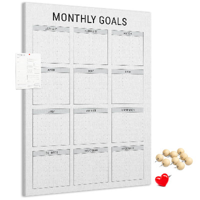Memo cork board Planning monthly goals in the calendar