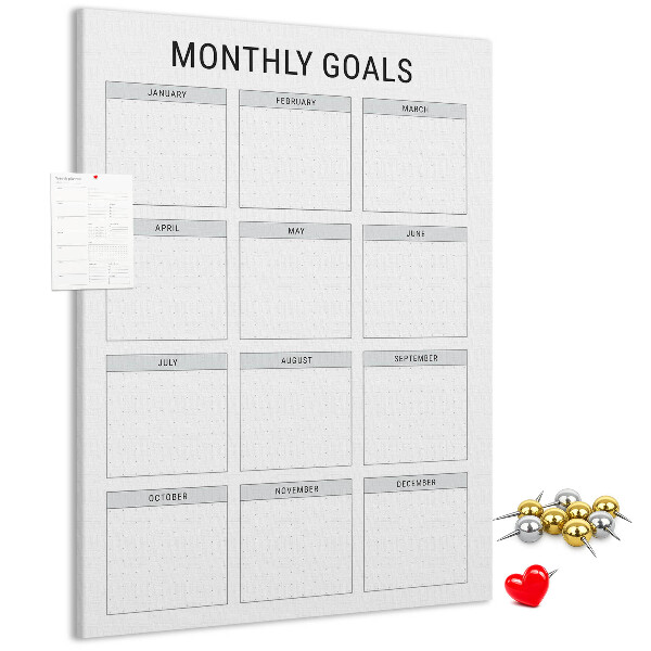 Memo cork board Planning monthly goals in the calendar