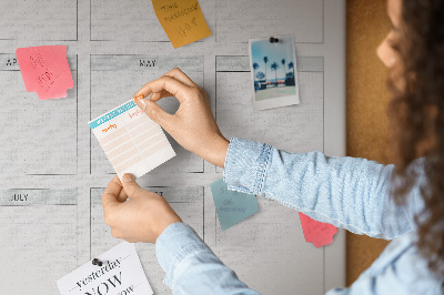 Memo cork board Planning monthly goals in the calendar