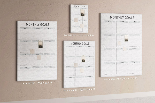 Memo cork board Planning monthly goals in the calendar