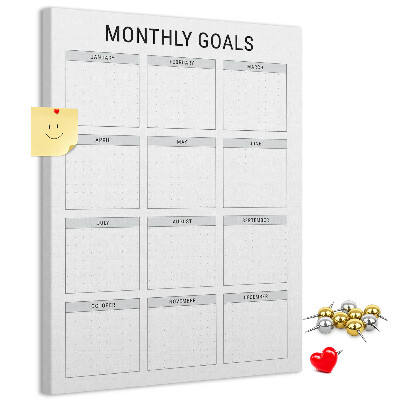 Memo cork board Planning monthly goals in the calendar