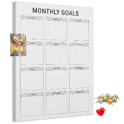 Memo cork board Planning monthly goals in the calendar