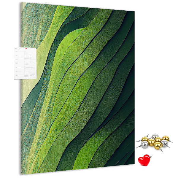 Cork notice board Waves of green leaves in subtle shades