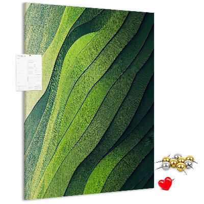 Cork notice board Waves of green leaves in subtle shades