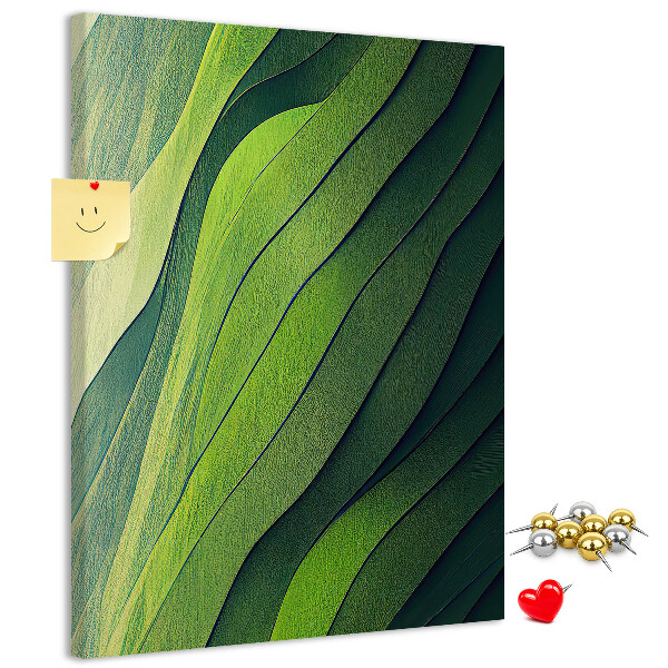 Cork notice board Waves of green leaves in subtle shades