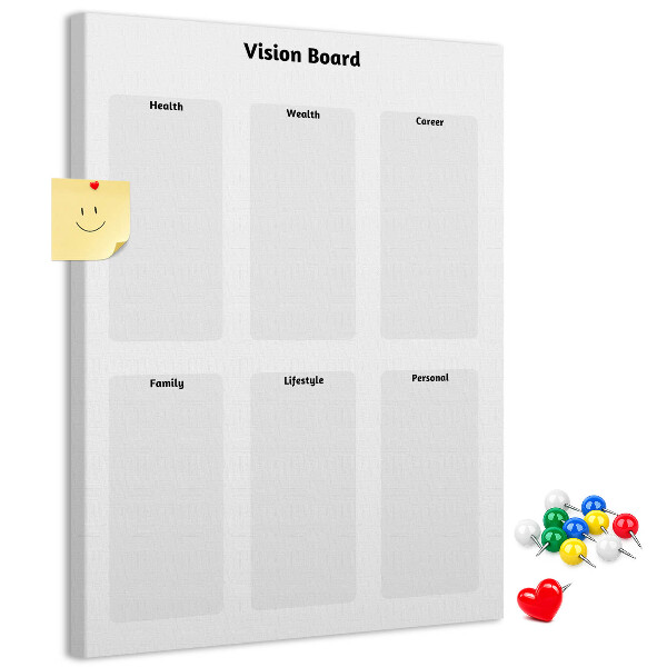 Pin board Vision board with blank sections