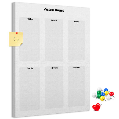 Pin board Vision board with blank sections