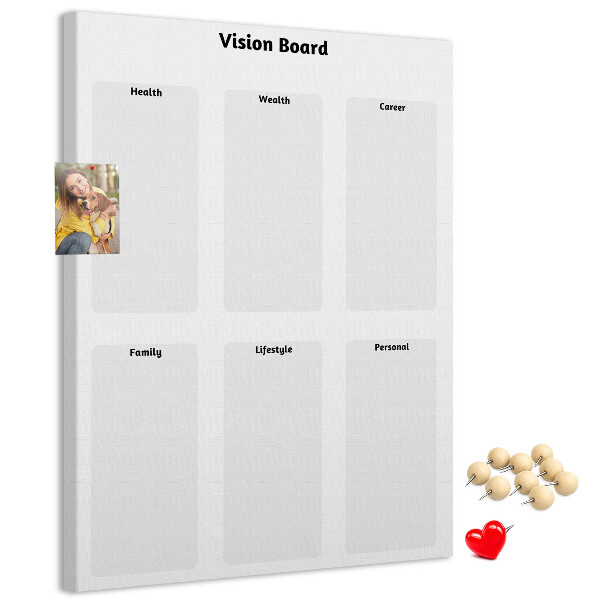 Pin board Vision board with blank sections