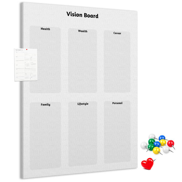 Pin board Vision board with blank sections