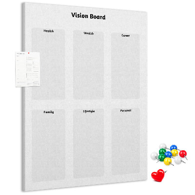 Pin board Vision board with blank sections