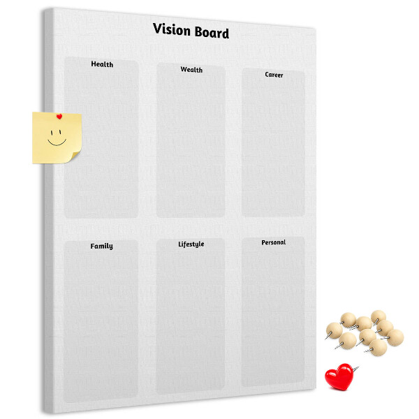 Pin board Vision board with blank sections