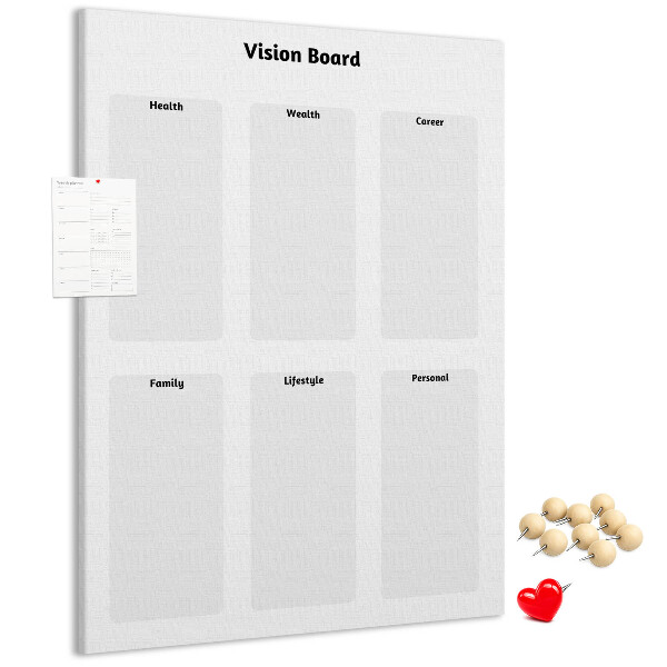 Pin board Vision board with blank sections