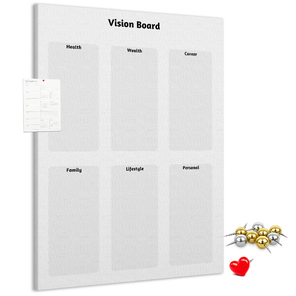 Pin board Vision board with blank sections