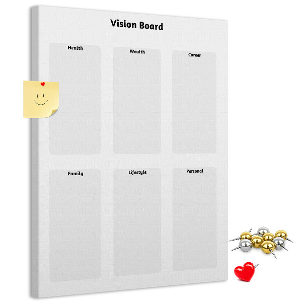 Pin board Vision board with blank sections