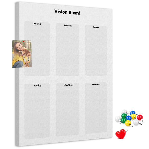 Pin board Vision board with blank sections