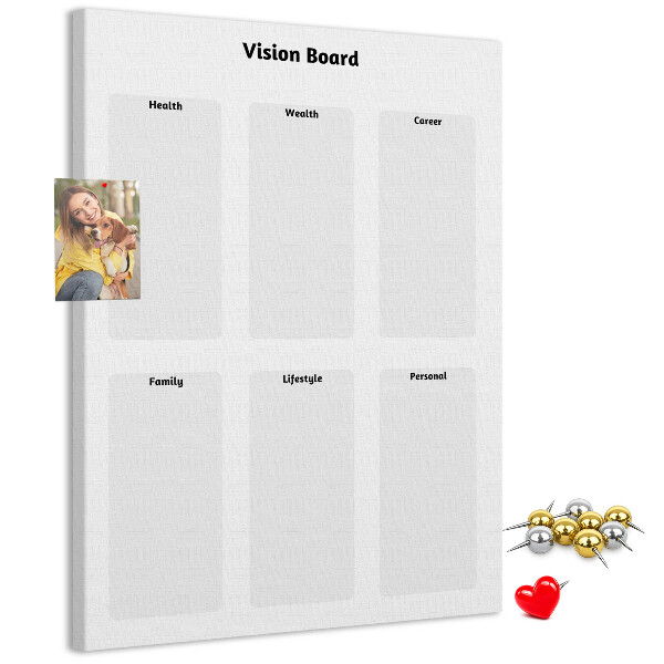 Pin board Vision board with blank sections