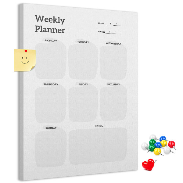 Wall cork memo board Weekly planner with empty fields