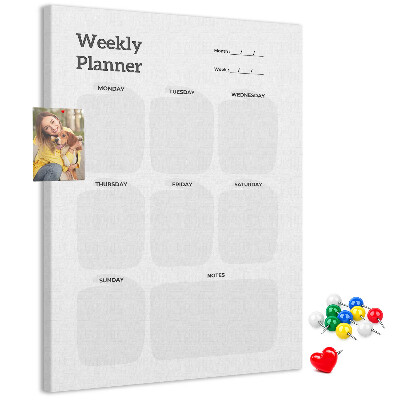 Wall cork memo board Weekly planner with empty fields