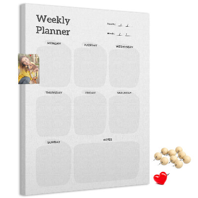 Wall cork memo board Weekly planner with empty fields