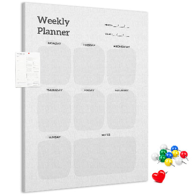 Wall cork memo board Weekly planner with empty fields