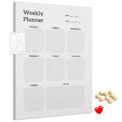 Wall cork memo board Weekly planner with empty fields