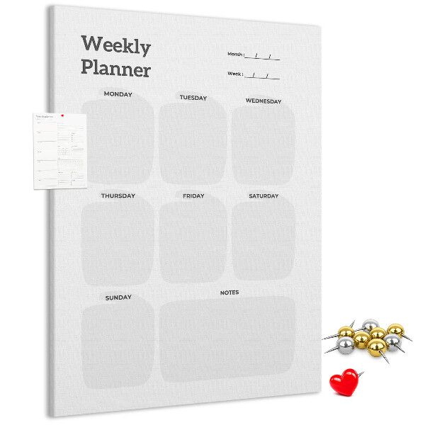 Wall cork memo board Weekly planner with empty fields