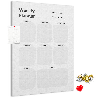 Wall cork memo board Weekly planner with empty fields