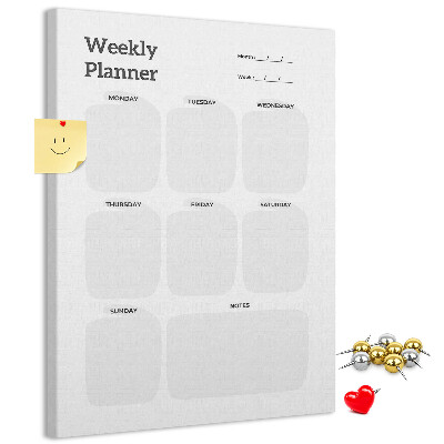 Wall cork memo board Weekly planner with empty fields