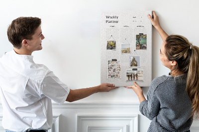 Wall cork memo board Weekly planner with empty fields