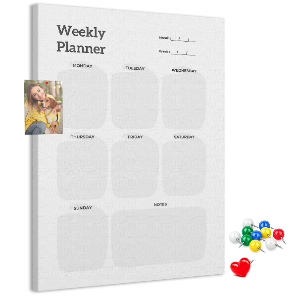 Wall cork memo board Weekly planner with empty fields