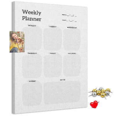 Wall cork memo board Weekly planner with empty fields