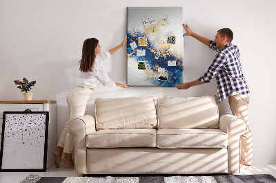 Memo cork board Abstract pattern in shades of blue