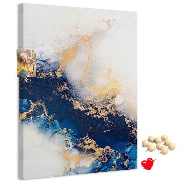 Memo cork board Abstract pattern in shades of blue