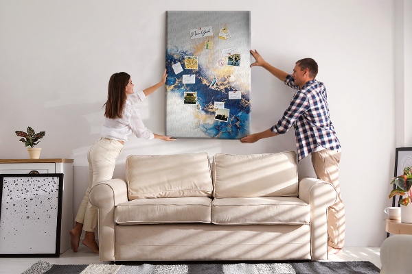Memo cork board Abstract pattern in shades of blue