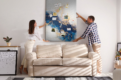 Memo cork board Abstract pattern in shades of blue