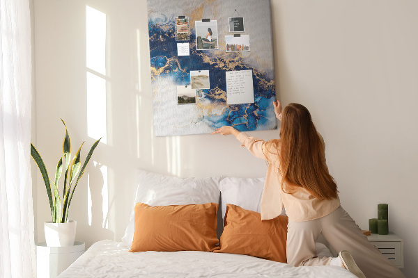Memo cork board Abstract pattern in shades of blue