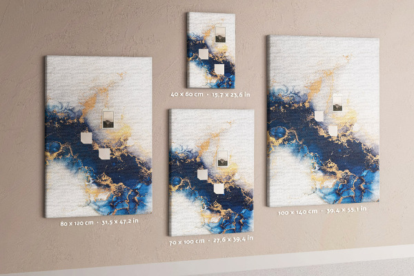 Memo cork board Abstract pattern in shades of blue