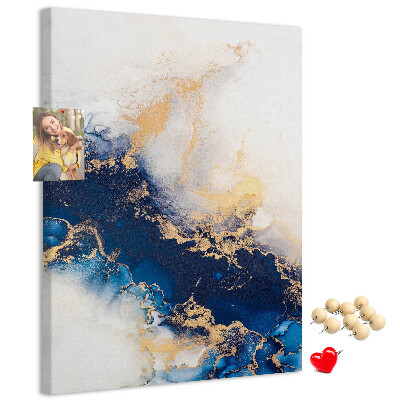 Memo cork board Abstract pattern in shades of blue
